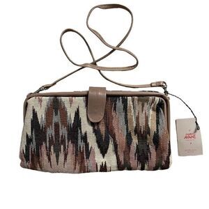 NWT Marco Aane Handcrafted Pastel Rainbow Canvas Western Crossbody Purse